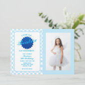 Invitation Bleu Retro Poupée photo Anniversaire (Debout devant)