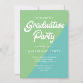 Invitation Bleu rétros Couleur verte Bloc de couleur Parti de (Devant)