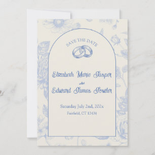 Invitation Bleu Riche Floral Toile Floral France Enregistrer 