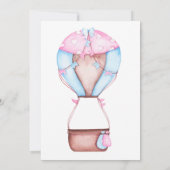 Invitation Bleu rose Aquarelle bleu mignon ballons (Dos)