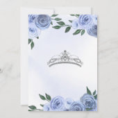 Invitation Bleu Rose Argent Floral Quinceañera Anniversaire I (Dos)