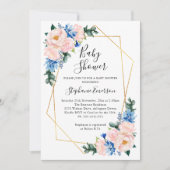 Invitation Bleu rose baby shower (Devant)
