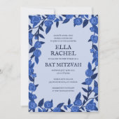 Invitation Bleu Rose Bat Bar Mitzvah Moderne Girl Custom (Devant)