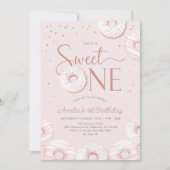 Invitation Bleu rose beignets sucré un 1er anniversaire (Devant)