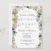 Invitation Bleu rose Blanc Floral Brunch Fête des mariées Bub (Devant)