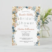 Invitation Bleu rose Blanc Floral Brunch Fête des mariées Bub (Debout devant)
