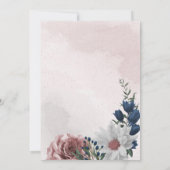 Invitation bleu rose blanc vert fleuri mariage géométrique (Dos)