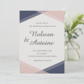 Invitation Bleu rose bleu clair élégant mariage moderne (Debout devant)