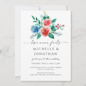 Invitation Bleu rose clair Floral Mariage chrétien Bible (Devant)