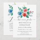 Invitation Bleu rose clair Floral Mariage chrétien Bible (Devant / Derrière)