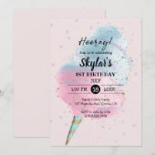 Invitation Bleu rose Coton Bonbon BronzeParties scintillant o (Devant / Derrière)