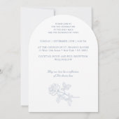 Invitation Bleu Rose Crest Monogrammes Mariage catholique (Dos)