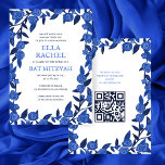 Invitation Bleu Rose Custom Bat Bar Mitzvah QR Code Girl<br><div class="desc">Carte parfaite pour annoncer un bat mitzvah, bar mitzvah ou une autre célébration juive ! L'art fait main pour vous ! ENTIÈREMENT PERSONNALISABLE ! Cliquez sur "Personnaliser" ci-dessus pour modifier le texte et ajouter votre lien au code QR. Cliquez sur "modifier à l'aide de l'outil de conception" pour ajuster les...</div>