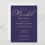 Invitation Bleu Rose de la marine Gold Foil Script Bridal Bru (Devant)