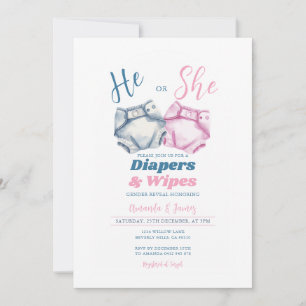Invitation Bleu rose Diapeurs et linges Révélation de genre E