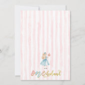Invitation Bleu rose Fleur sauvage Alice Onederland 1er anniv (Dos)