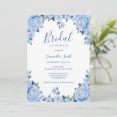 Invitation Bleu Rose fleuri nuptiale (Debout devant)