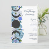 Invitation Bleu Rose Floral Lune Phase Wiccan Handfasting (Debout devant)