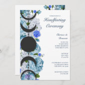 Invitation Bleu Rose Floral Lune Phase Wiccan Handfasting (Devant / Derrière)