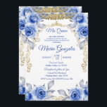 Invitation Bleu Rose mexicain Mis Quince Princesse Quinceaner<br><div class="desc">Rose Bleu Mis Quince Princesse Quinceanera Invitation Mis Quince Anos,  15e anniversaire, </div>