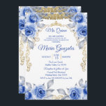 Invitation Bleu Rose mexicain Mis Quince Princesse Quinceaner<br><div class="desc">Rose Bleu Mis Quince Princesse Quinceanera Invitation Mis Quince Anos,  15e anniversaire, </div>