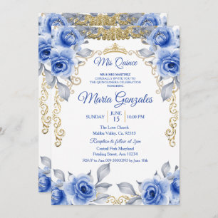 Invitation Bleu Rose mexicain Mis Quince Princesse Quinceaner