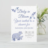 Invitation Bleu Rose mignonne Momma ours Baby shower garçon I (Debout devant)