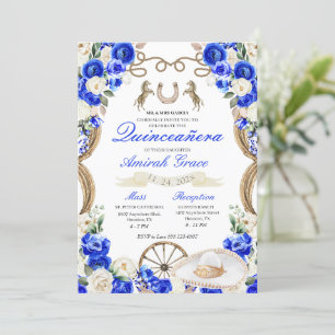 Invitation Bleu Rose Occidental Charro Cowgirl Quinceañera