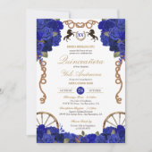 Invitation Bleu Rose Ouest Charra Quinceañera (Devant)