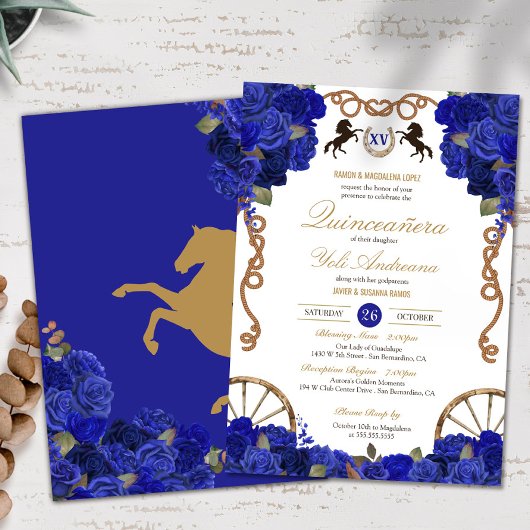 Invitation Bleu Rose Ouest Charra Quinceañera