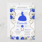 Invitation Bleu Rose Ouest Mariachi Charro Quinceañera (Devant)