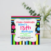 Invitation Bleu rose Pois bleu rose vert (Debout devant)