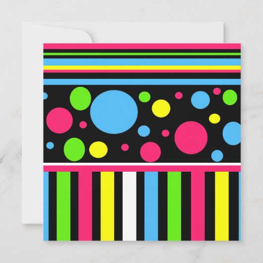 Invitation Bleu rose Pois bleu rose vert (Dos)