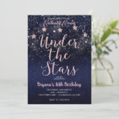 Invitation Bleu & Rose Sous Les Étoiles Starry Night Sweet 16 (Debout devant)