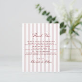 Invitation Bleu rose Verticale Grilles Mariage moderne Merci (Debout devant)