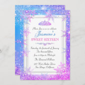 Invitation Bleu rose violet hiver Wonderland Sweet 16 Invitat (Devant / Derrière)