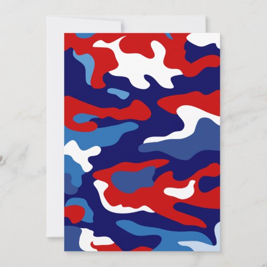 Invitation Bleu Rouge Camo Anniversaire (Dos)