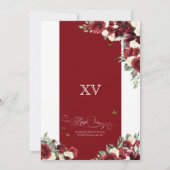 Invitation Bleu rouge Élégant papillon floral Quinceanera V3 (Dos)