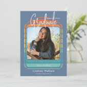 Invitation Bleu rouge rouge orange rétro Arche de coucher de  (Debout devant)