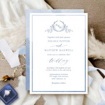 Bleu roux, Aquarelle Élégante Mariage Monogramme