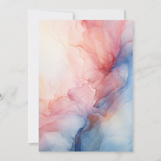 Invitation Bleu roux, rose pâle et Mariage d'encre d'argent (Dos)