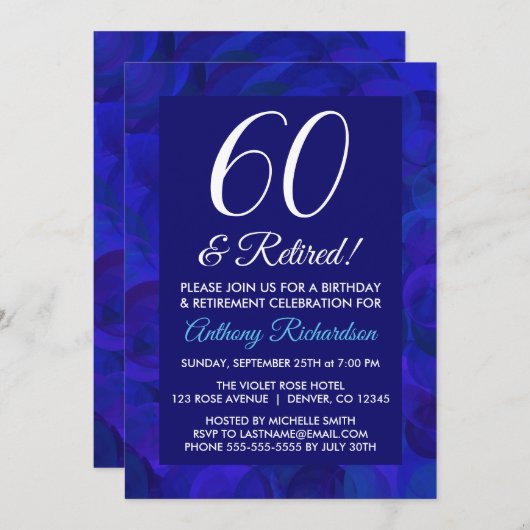 Invitation Bleu Royal 60 et Fête de Retraite des Retraités (Devant / Derrière)