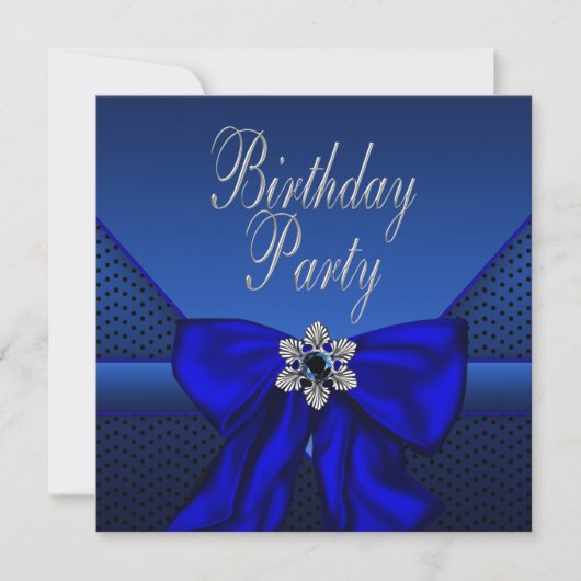 Invitation Bleu Royal Argent Fête d'anniversaire de femme (Devant)