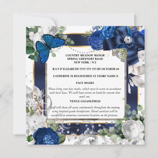 Invitation Bleu royal bleu parties scintillant arc diamant pa (Dos)