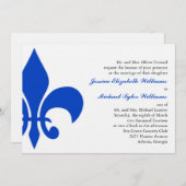 Invitation Bleu royal de Fleur de Lis | (Devant / Derrière)