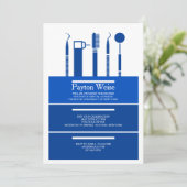 Invitation Bleu royal d'obtention du diplôme dentaire (Debout devant)