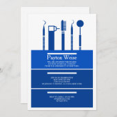 Invitation Bleu royal d'obtention du diplôme dentaire (Devant / Derrière)