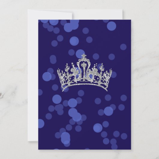 Invitation Bleu Royal Élégant Fête de Princesse pour Quinceañ (Dos)