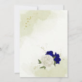 Invitation bleu royal fleurs blanches verdure anniversaire (Dos)