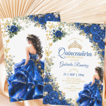 Bleu Royal Golden Quinceañera Papillons